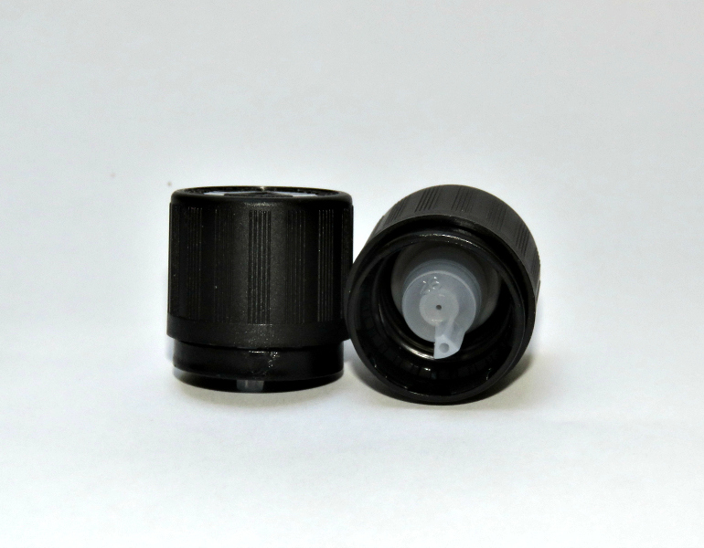 Child-resistant DIN 18 screw cap with dropper 0,7, tamper evident